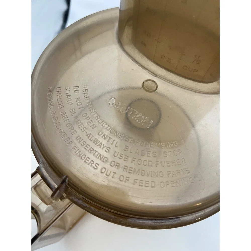 Cuisinart Food Processor Work Bowl Lid Feed Tube Pusher Smoked 0.5L